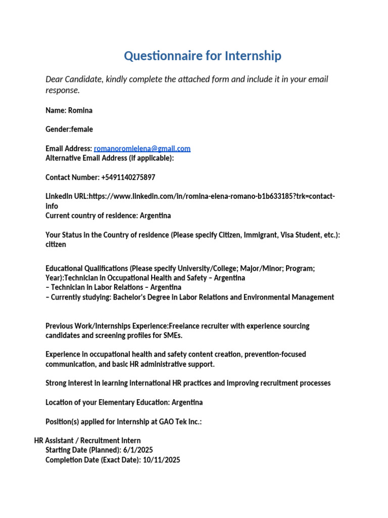Questionnaire Completo | PDF | Recruitment