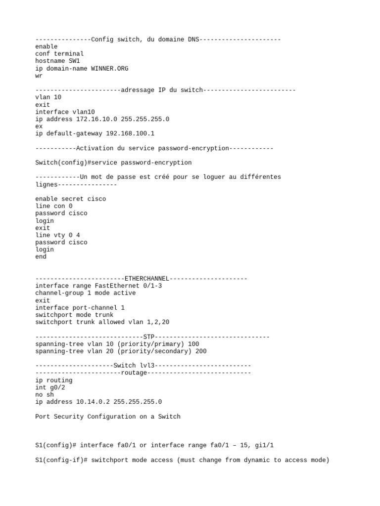 Switch Configuration and Security Setup | PDF