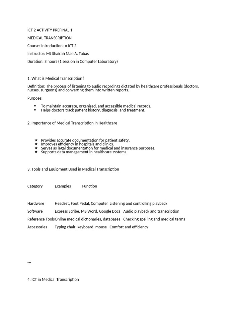 Medical Transcription Overview and Practice | PDF | Medicine | Health Care