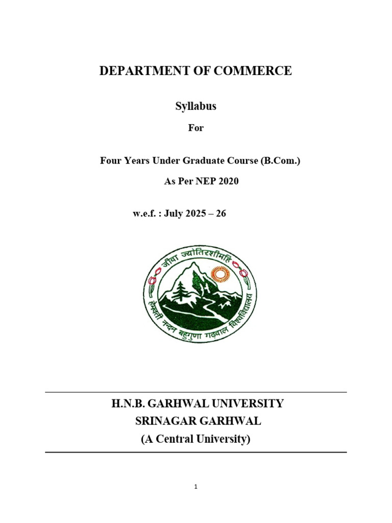 B.Com. Syllabus Under NEP 2020 | PDF | Academic Degree | Bachelor's Degree