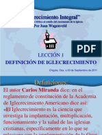 Lección 1, Definición de Iglecrecimiento