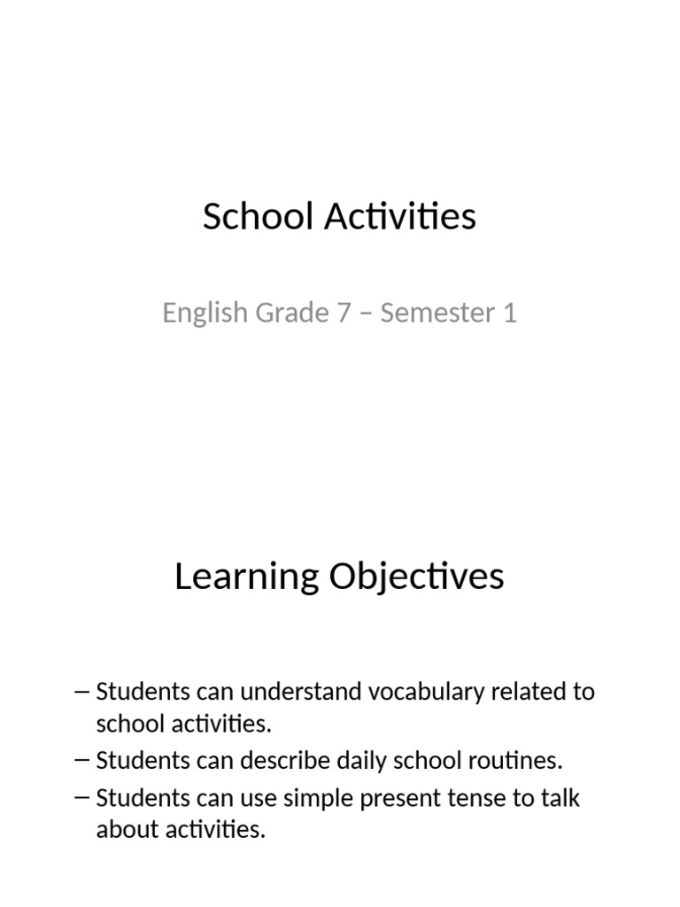 Grade 7 School Activities Vocabulary Guide | PDF