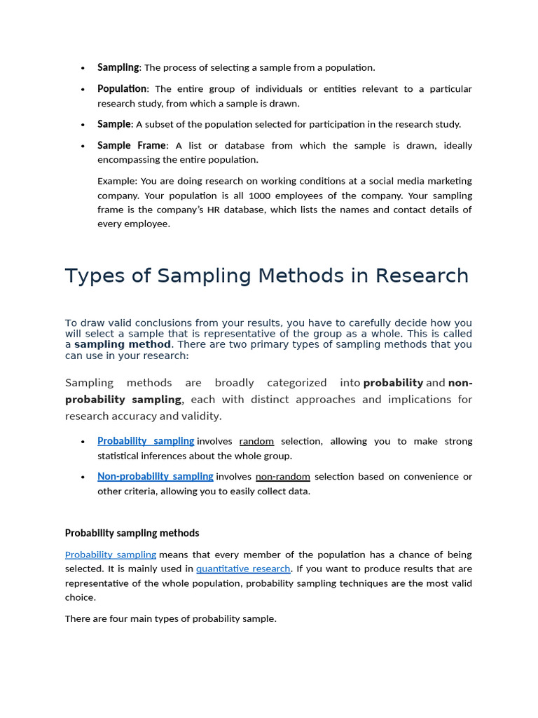 Sampling Methods in Research Explained | PDF | Sampling (Statistics ...