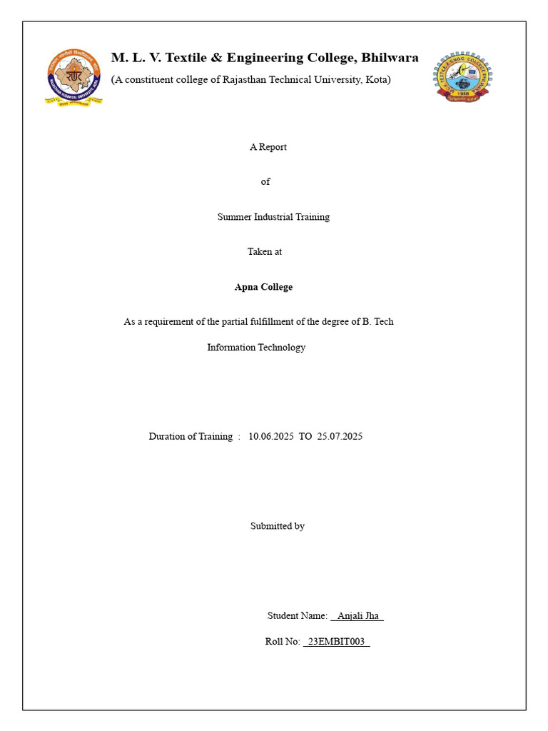 Summer Training Report on Web Development | PDF | Html | Html Element