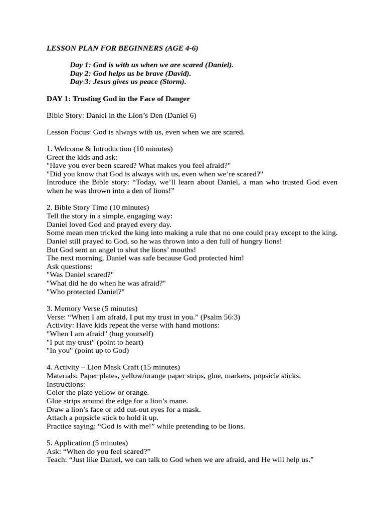 Beginner Bible Lessons on Trusting God | PDF | Epistle To The ...