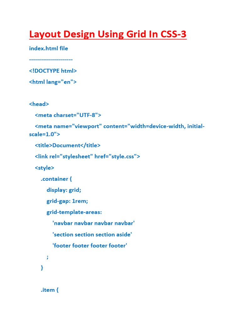 Layout Design Using Grid in CSS 3 | PDF