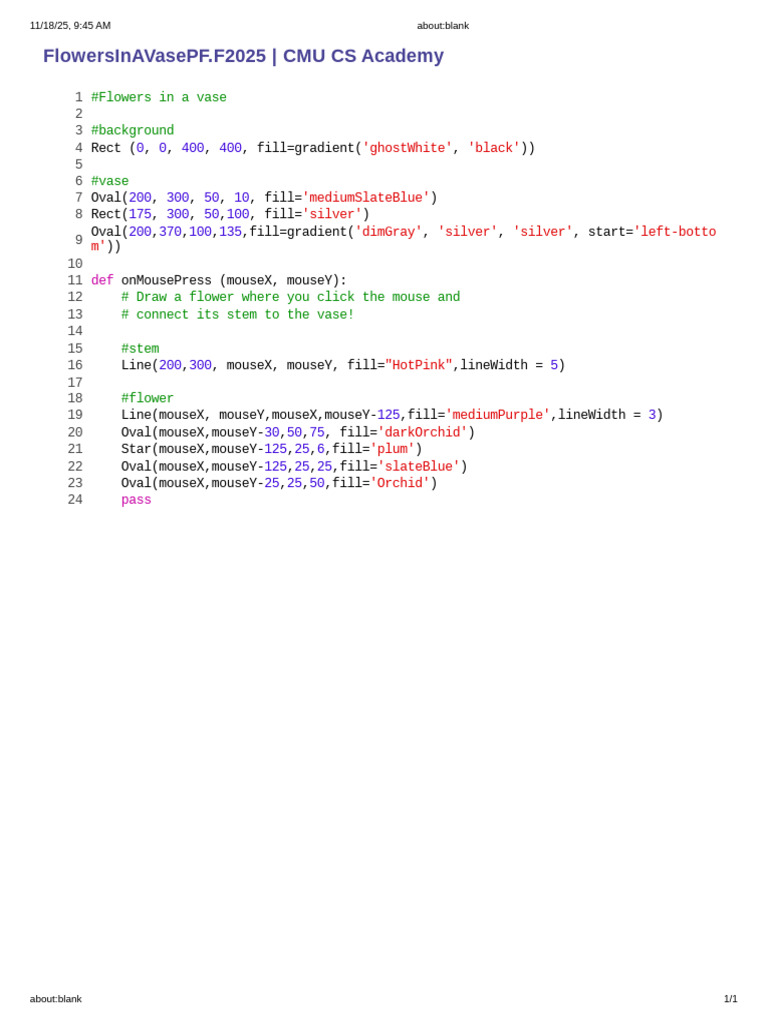 Interactive Flower Vase Drawing Code | PDF