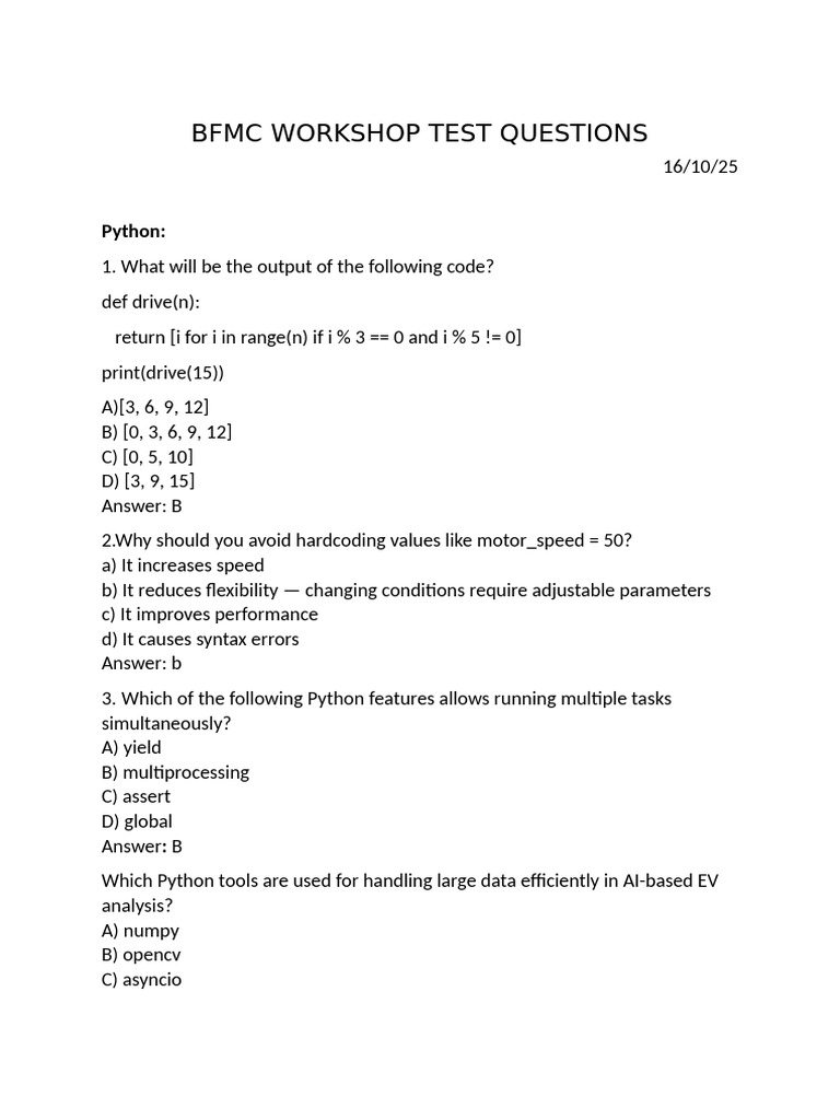 BFMC Test Questions | PDF | Direct Current | Inductor