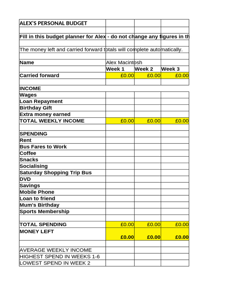 Alex Weekly Planner | PDF
