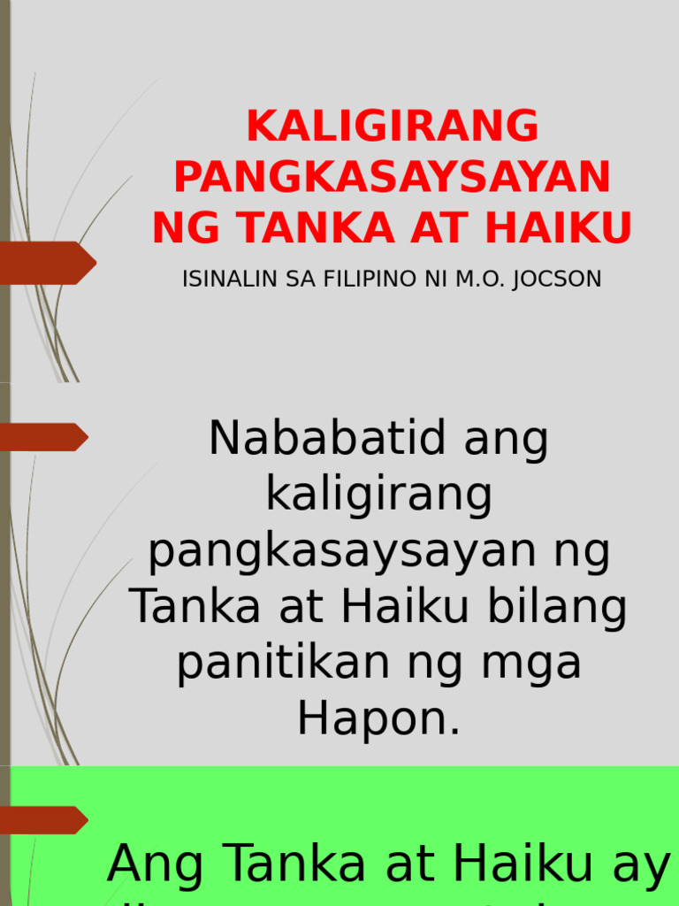Kaligirang Pangkasaysayan NG Tanka at Haiku | PDF