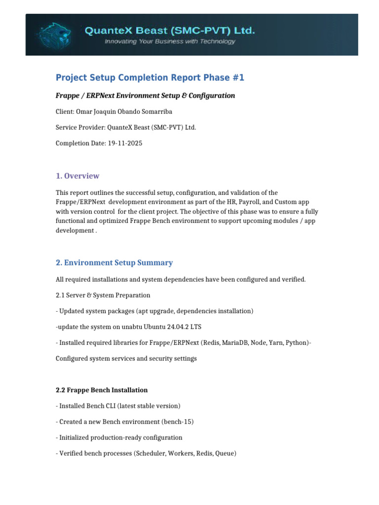 Frappe/ERPNext Setup Report Phase 1 | PDF | Version Control | Databases