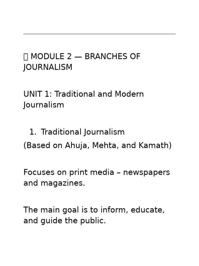 Branches of Journalism Explained | PDF | Journalism | News