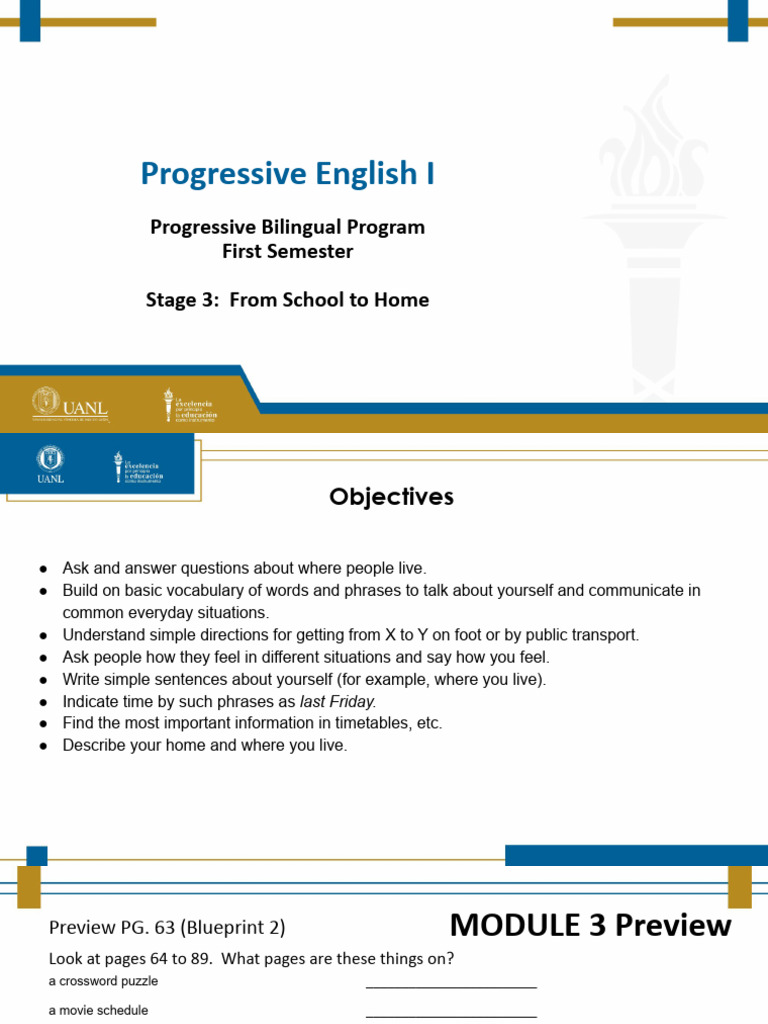 Progressive English I: Home & Travel Skills | PDF | Verb | Adjective