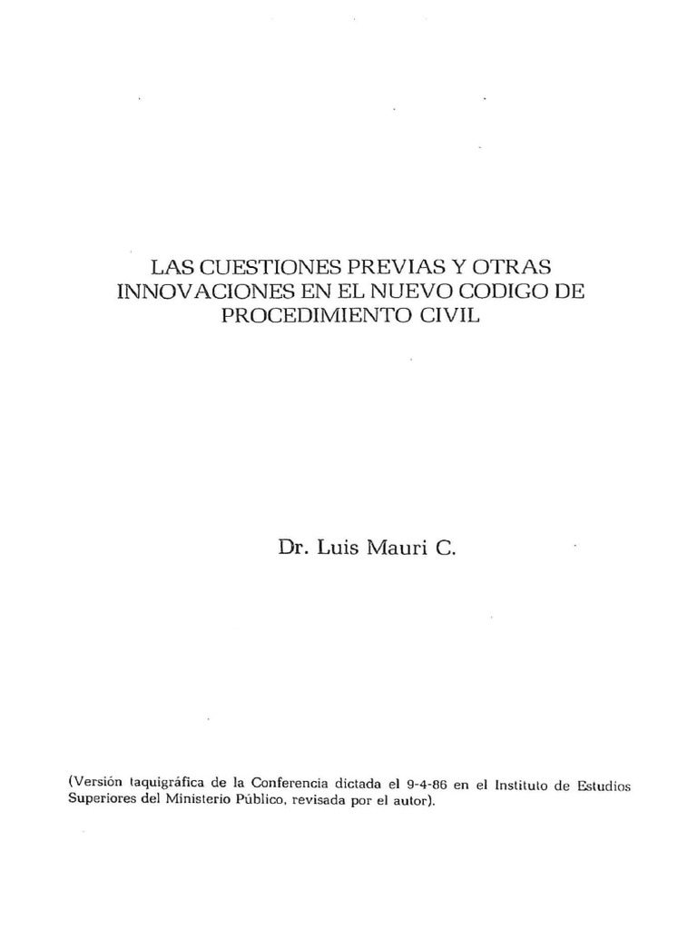 De Las Cuestiones Previas | PDF