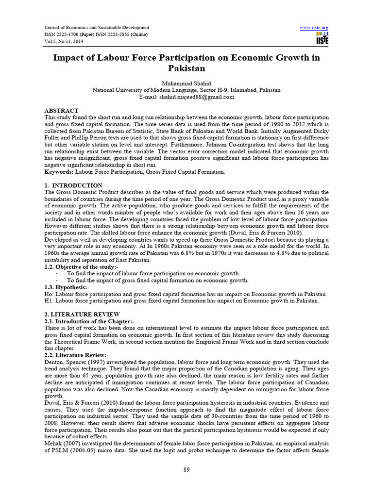 Labour Paticipation of Female | PDF | Econometrics | Economic Growth