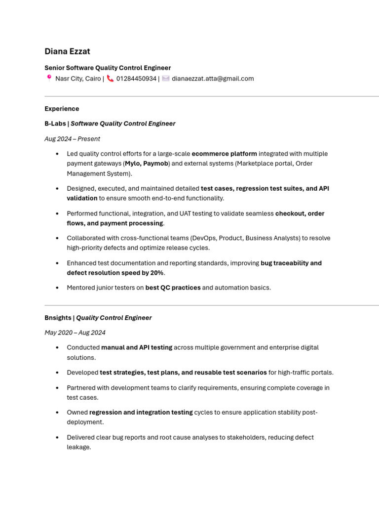 Senior Software Quality Control Engineer | PDF | Software Testing ...