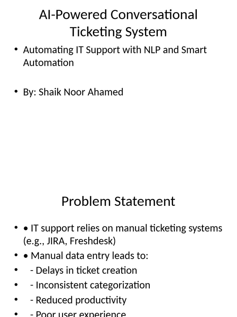 AI Powered Conversational Ticketing System | PDF