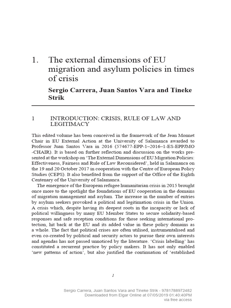 EU Migration Policies in Crisis Contexts | PDF | Rule Of Law | Human ...