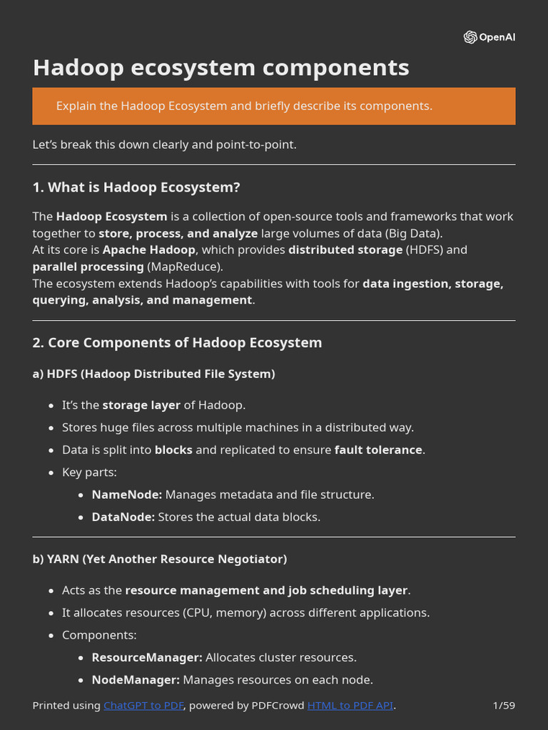 Overview of Hadoop Ecosystem Components | PDF | Apache Hadoop | No Sql