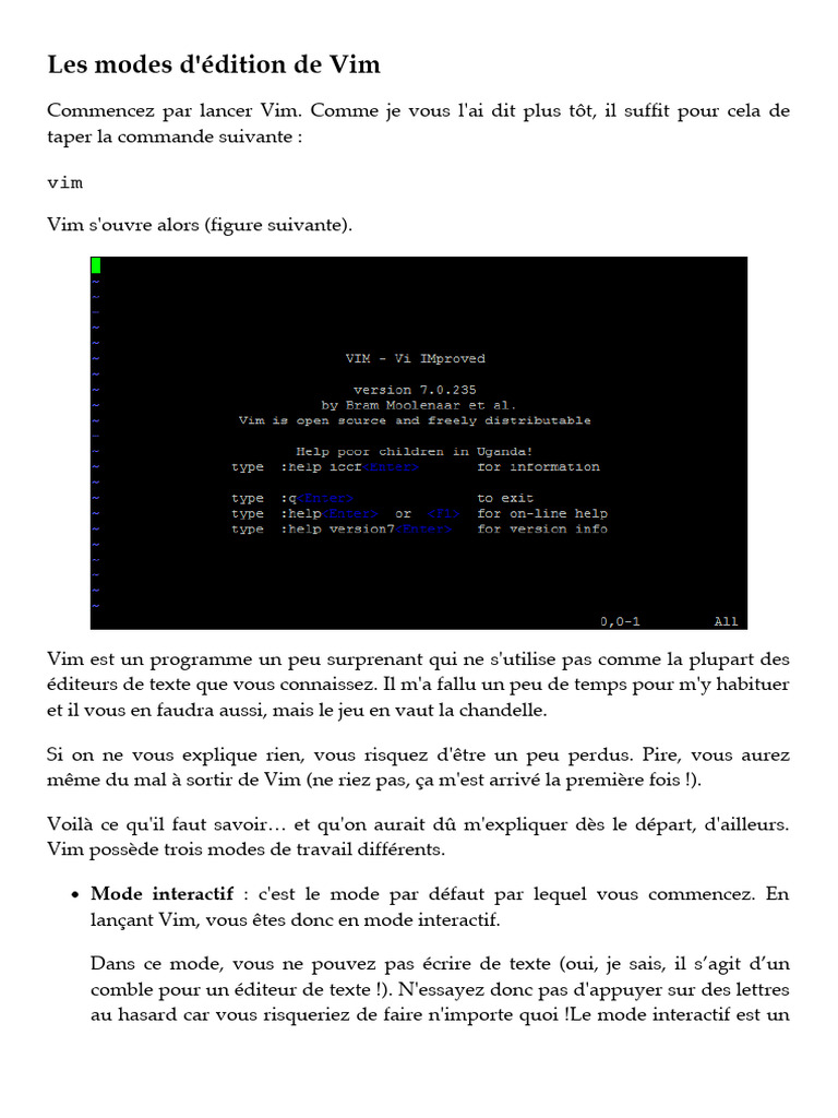 Modes d'édition dans Vim : Guide pratique | PDF | Informatique | Logiciel