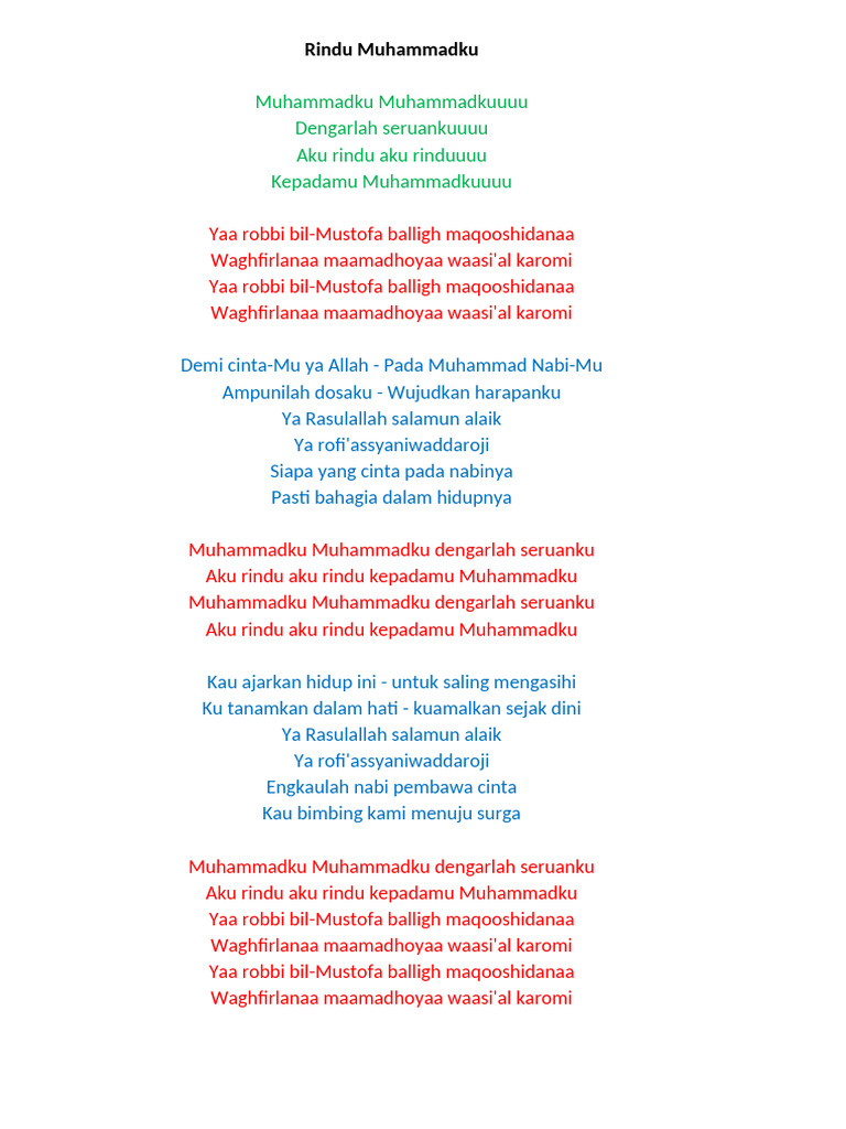 Rindu dan Kisah Rasulullah Muhammad | PDF