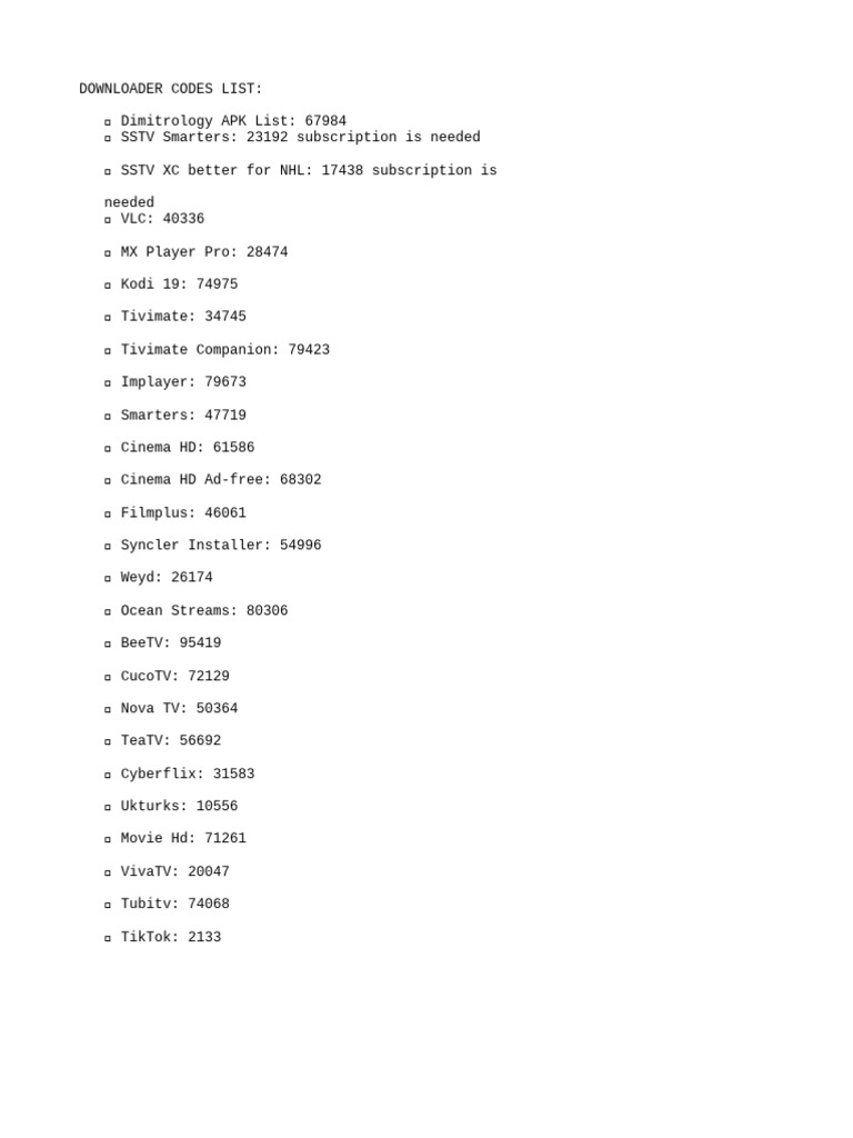 Unlinked Codes for Streaming Apps List | PDF | Mobile App | Mobile Software
