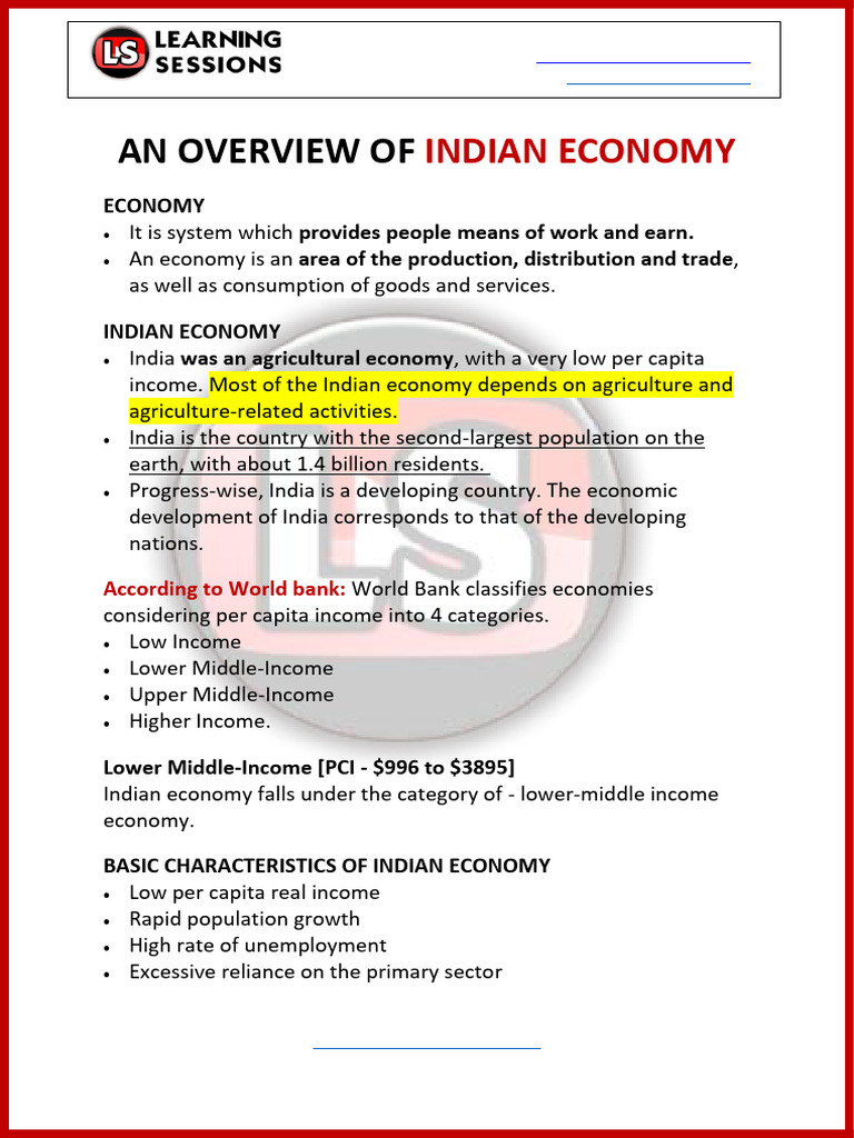 1a Ie&Ifs An Overview of Indian Economy | PDF | Economy Of India ...
