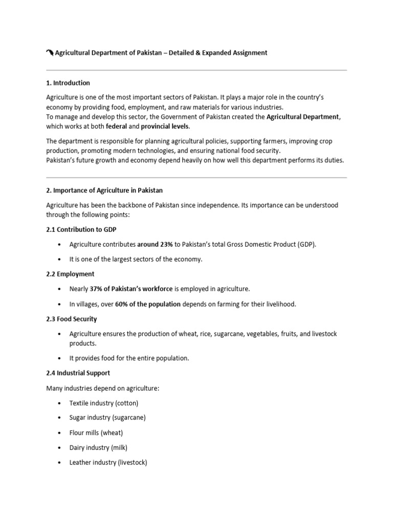 ? Agricultural Department of Pakistan Asad Kakar | PDF | Agriculture ...