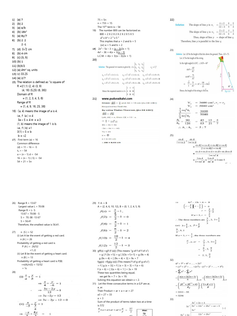 10th Maths Solution 2022 HY EM | PDF | Mathematical Relations ...