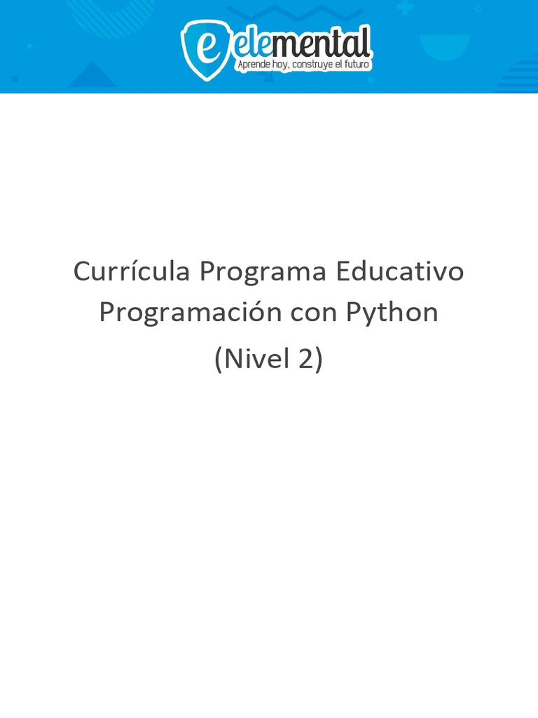 Currícula Taller Python Nivel 2 | PDF | Python (lenguaje de ...