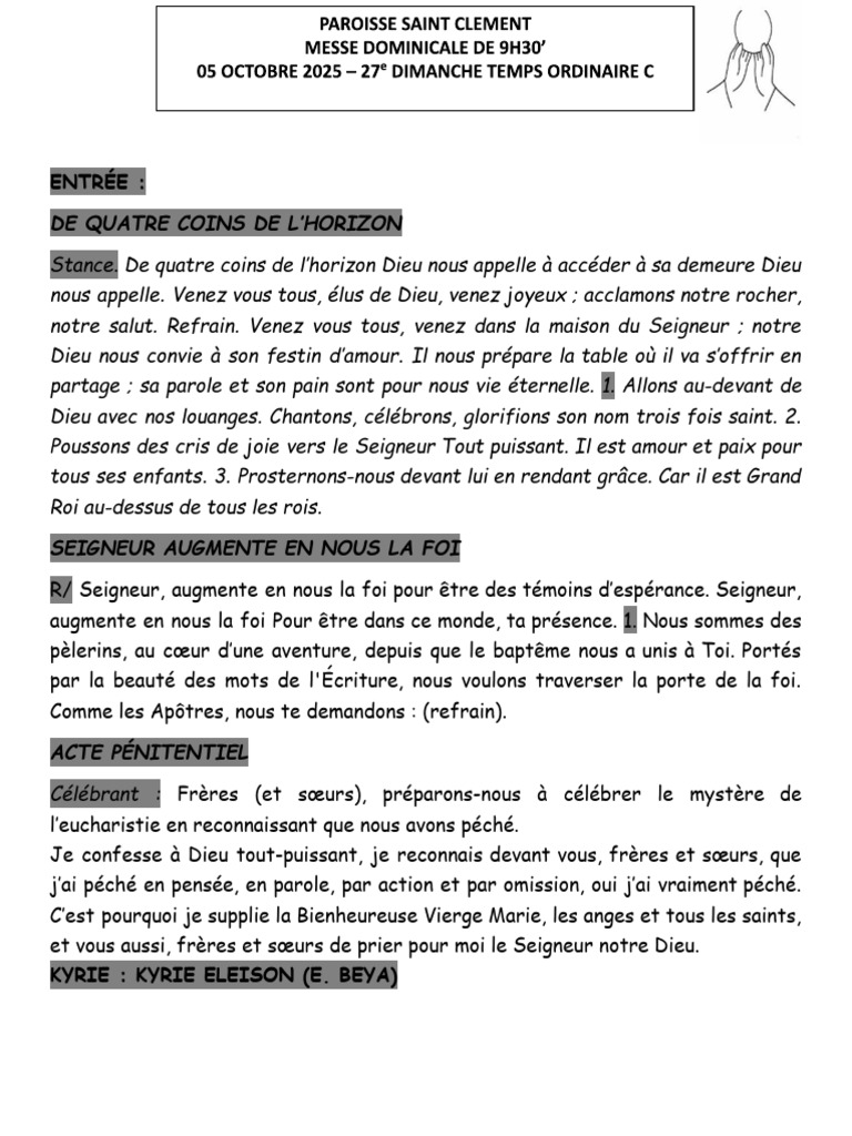 Célébration de la Foi et de l'Eucharistie | PDF | Liturgie et culte ...