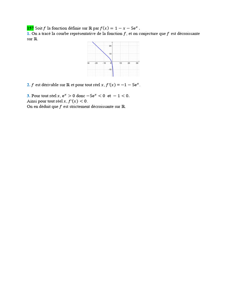 Fonction décroissante sur ℝ : Analyse de f(x) | PDF
