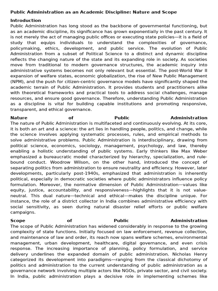 Understanding Public Administration Scope | PDF | Public Administration ...
