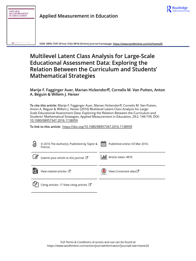 04-Multilevel Latent Class Analysis For Large-Scale Educational ...