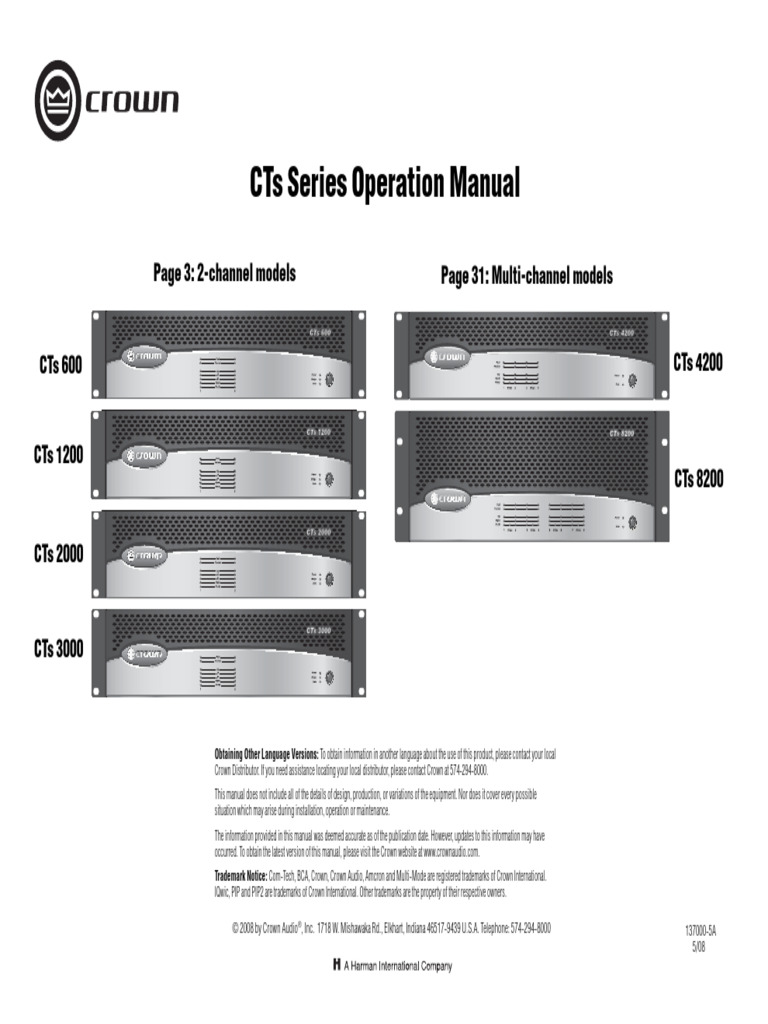 CTs Series Operation Manual Overview | PDF | Amplifier ...