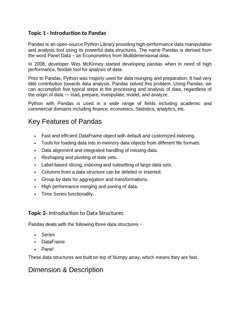 Introduction to Pandas Data Structures | PDF | Software Engineering ...