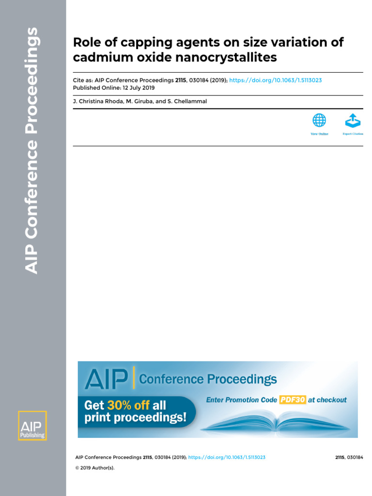 1 Role of Capping Agents On Size Variation of Cadmium Oxide ...