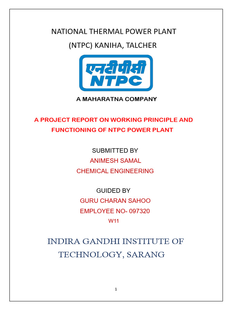 NTPC Report Animesh Final | PDF | Boiler | Transformer