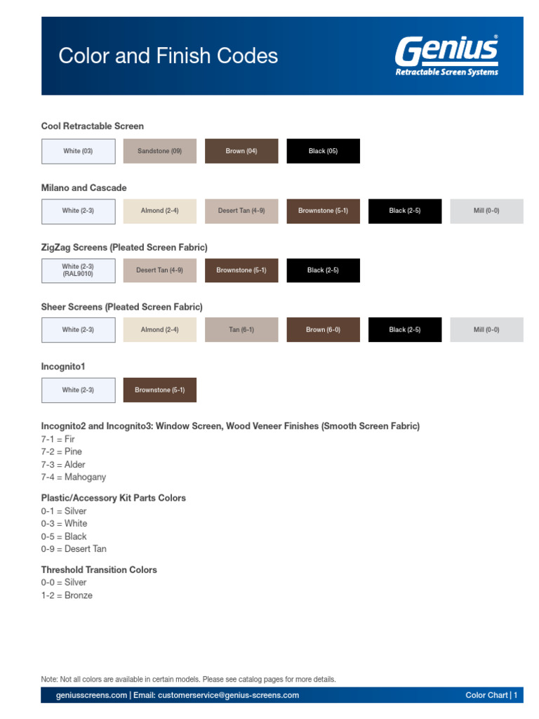 Genius Screens Color Chart Guide | PDF | Color