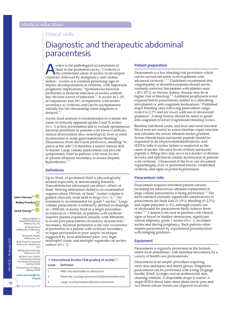 4 - 2021 - Diagnostic and Therapeutic Abdominal Paracentesis | PDF ...