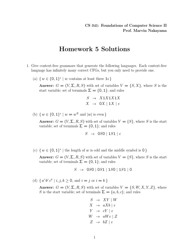 hw05 Soln | PDF | Theoretical Computer Science | Syntax (Logic)
