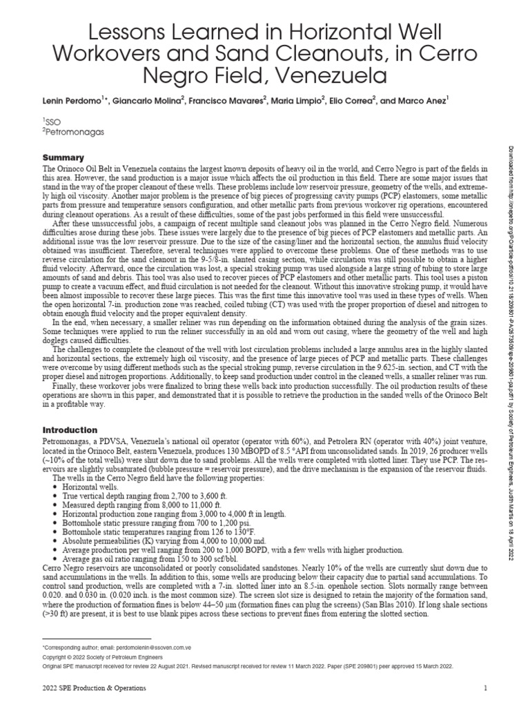 SPE Paper 209801 Final Version Horizontal Sand Cleanouts and Workovers ...