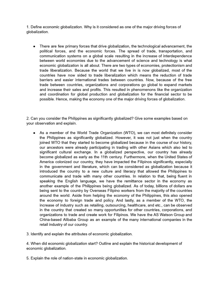 Economic Globalization: Key Concepts Explained | PDF | Globalization ...