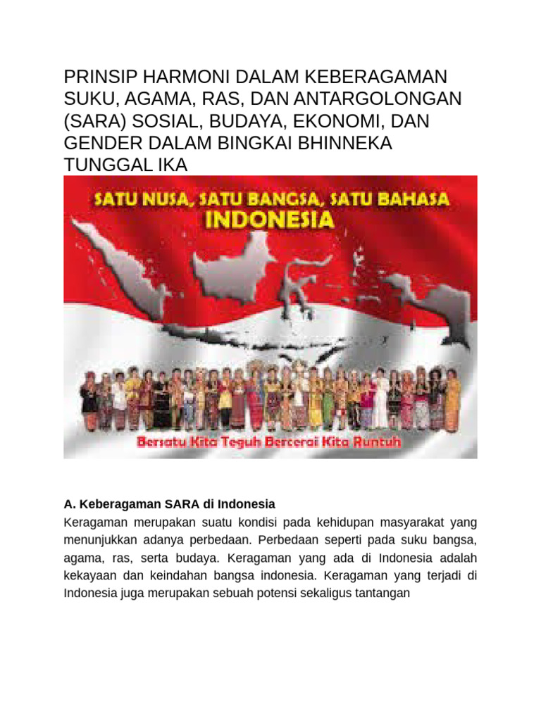 Harmoni Keberagaman SARA di Indonesia | PDF