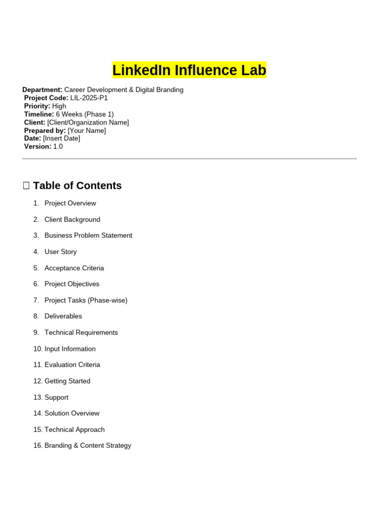 LinkedIn Influence Lab Project Overview | PDF | Linked In | Artificial ...