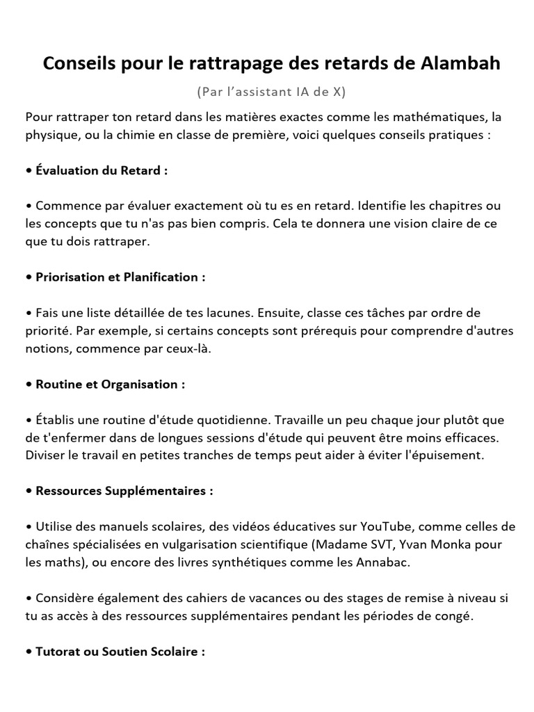 Rattrapage efficace en mathématiques et sciences | PDF | Mathématiques