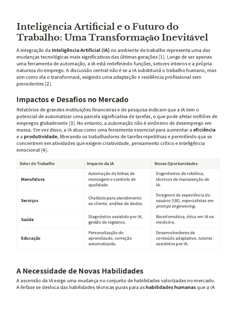 IA e Transformação do Trabalho Moderno | PDF | Inteligência artificial ...
