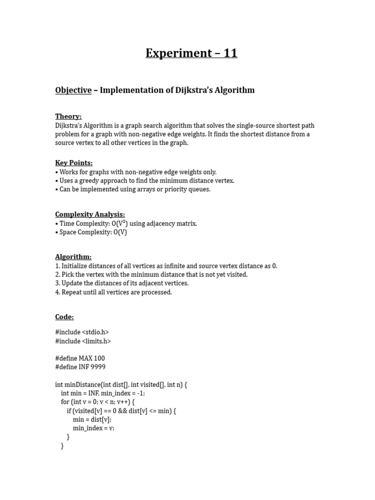 Dijkstra's Algorithm Implementation Guide | PDF | Vertex (Graph Theory ...