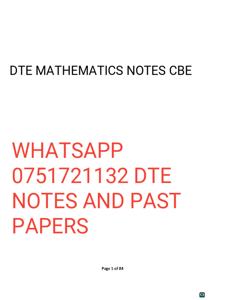 DTE Mathematics Notes and Papers | PDF