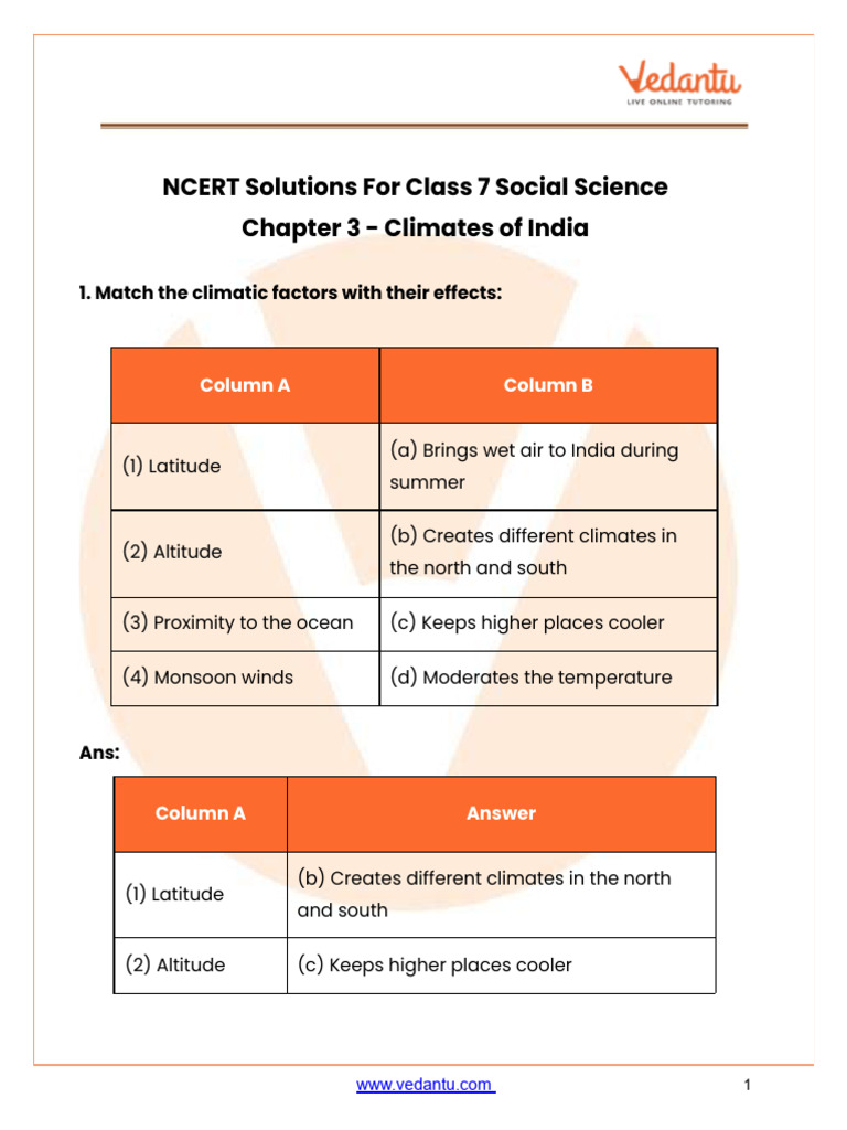 Climates of India: NCERT Class 7 Guide | PDF | Flood | Monsoon